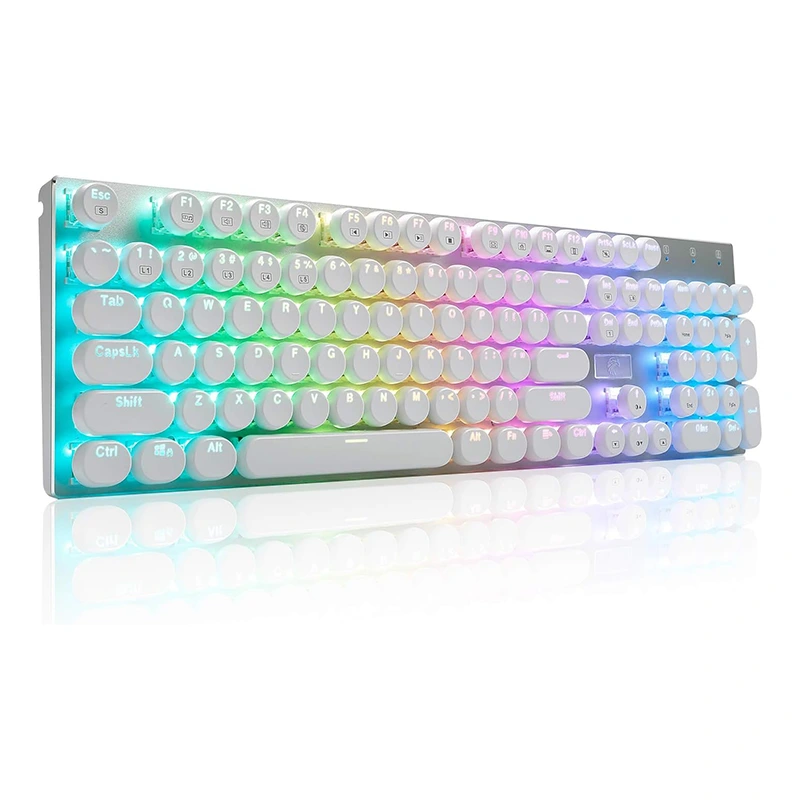Teclado mecánico RGB para máquina de escribir con cable de 104 teclas