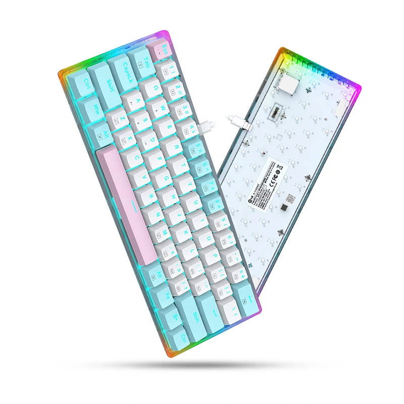 Mini teclado mecánico para juegos con cable de 61 teclas