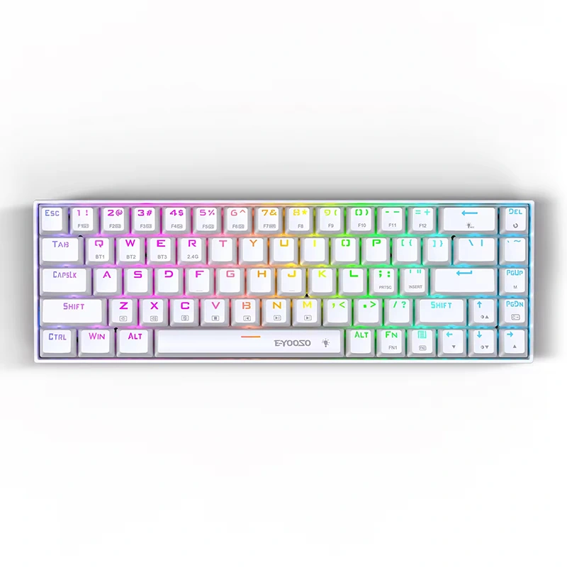 Teclado mecánico inalámbrico para juegos de 68 teclas RGB BT 2,4 GHz