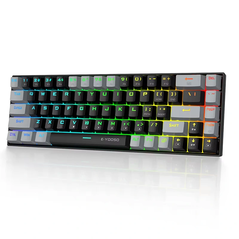 Teclado mecánico para juegos con cable RGB de 68 teclas