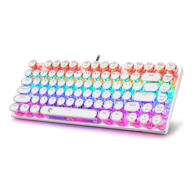Teclado mecánico para máquina de escribir de 81 teclas, arcoíris