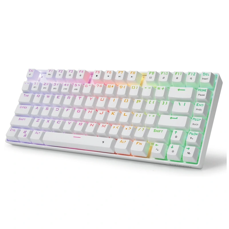 Teclado mecánico inalámbrico Bluetooth 2,4 Ghz RGB de 81 teclas