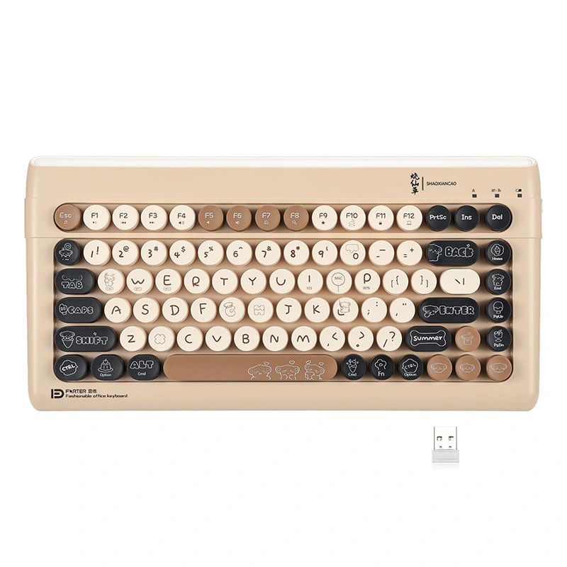 Máquina de escribir inalámbrica de 84 teclas con teclados Bluetooth de 2,4 GHz