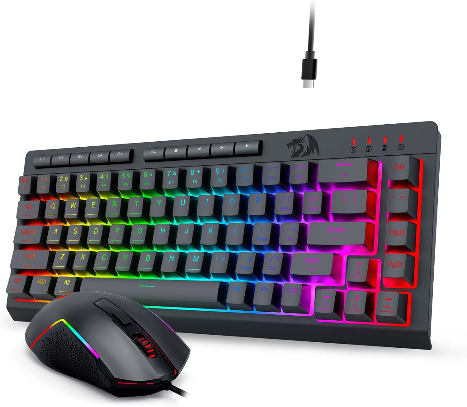 Combinación de teclado y mouse para juegos con cable retroiluminado RGB S157 negro