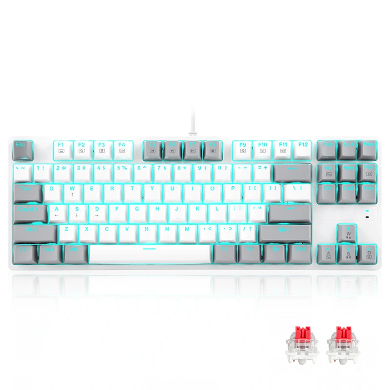 LED 87 teclas Teclado de juego mecánico con cable