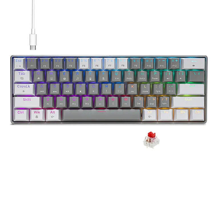 Teclado portátil para juegos con cable mecánico 60%