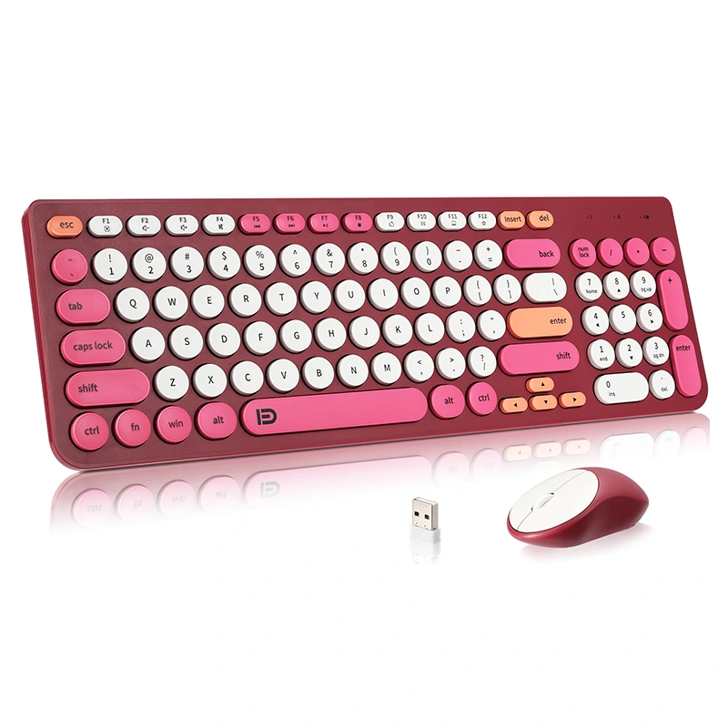 Combo de teclado y mouse inalámbricos con teclas redondas 2.4GHz